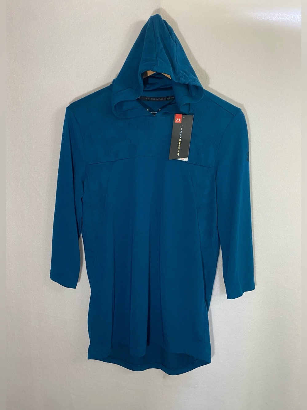 Under Armour Men’s Threadborne Hooded Shirt HeatGear Fitted Blue Size S NWT